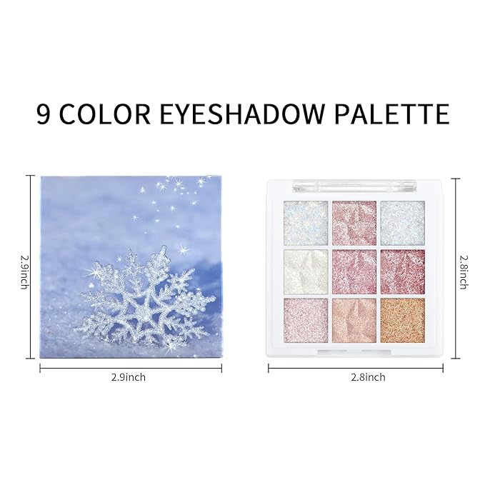 Erinde 9 Colors Eyeshadow Palette, Matte Shimmer Glitter Eye Shadow Palette Makeup, Highly Pigmented Long Lasting Waterproof, Colorful Sequins Sparkle Eyeshadow Makeup Pallet-Velvo Beauty