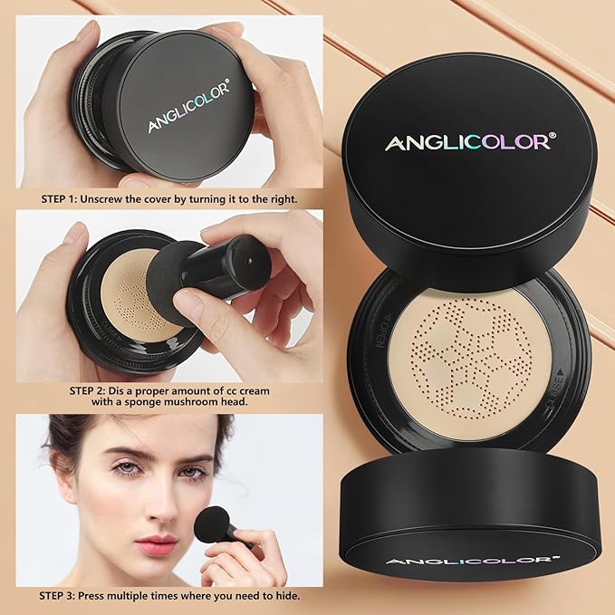 Mushroom Head Air Cushion CC Cream Strong Concealer 2PC,Face Makeup Cushion Foundation Long Lasting,Moisturizing BB Cream Makeup Base Primer Even Skin Tone for All Skin Types (2PC 01, 200g)-Velvo Beauty