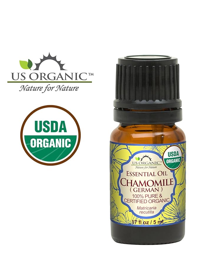 US Organic 100% Pure Blue Chamomile (German) Essential Oil - USDA Certified Organic, Steam Distilled - W/Euro Dropper (More Size Variations Available) (5 ml / 1/6 fl oz)-Velvo Beauty