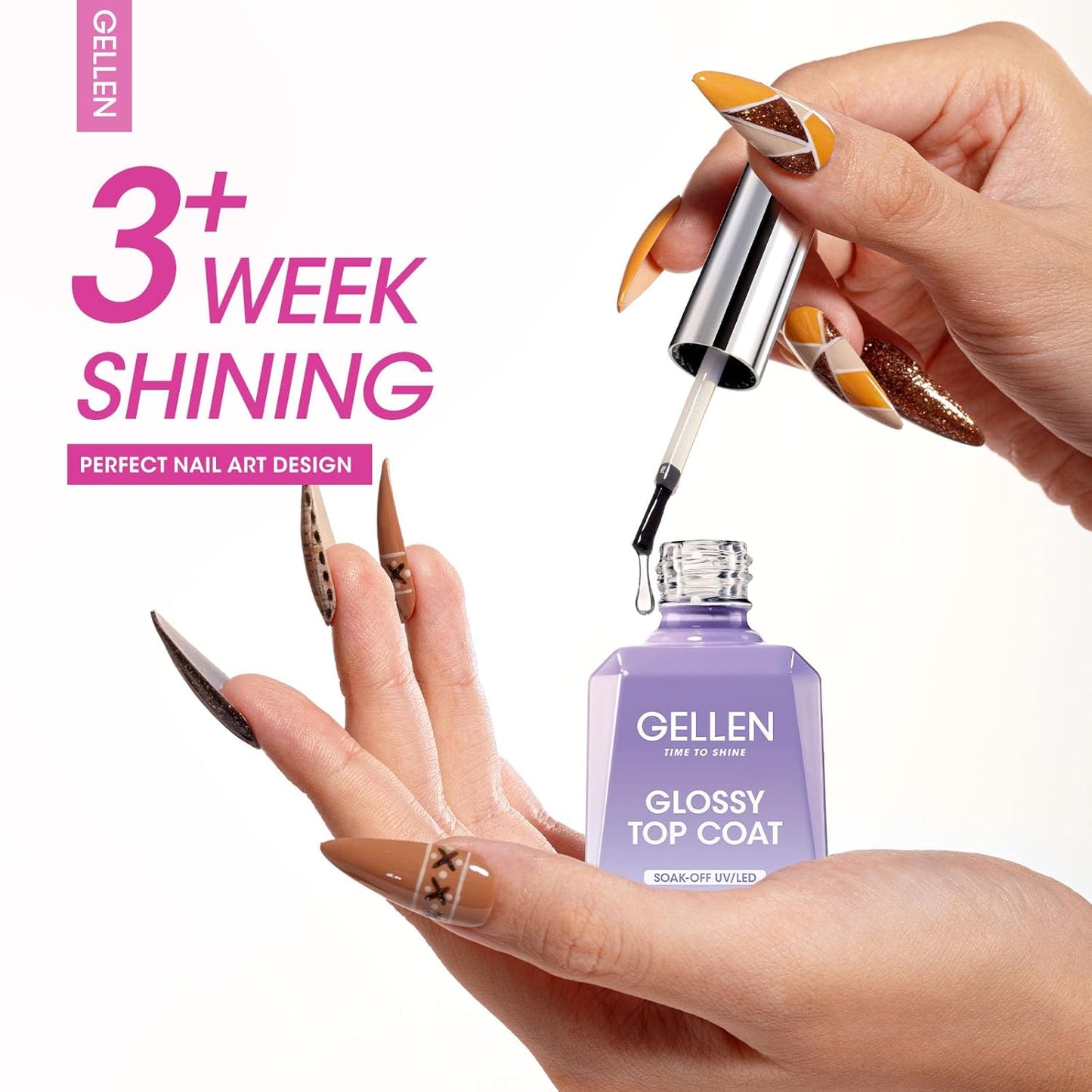 GELLEN Builder Nail Gel with Gel Top Coat Base Coat, 3 Pcs 18ml Top Coat Nail Polish Set, Soak Off Hard Builder in A Bottle for Nail Extension Strengthen Manicure Salon at Home-Velvo Beauty