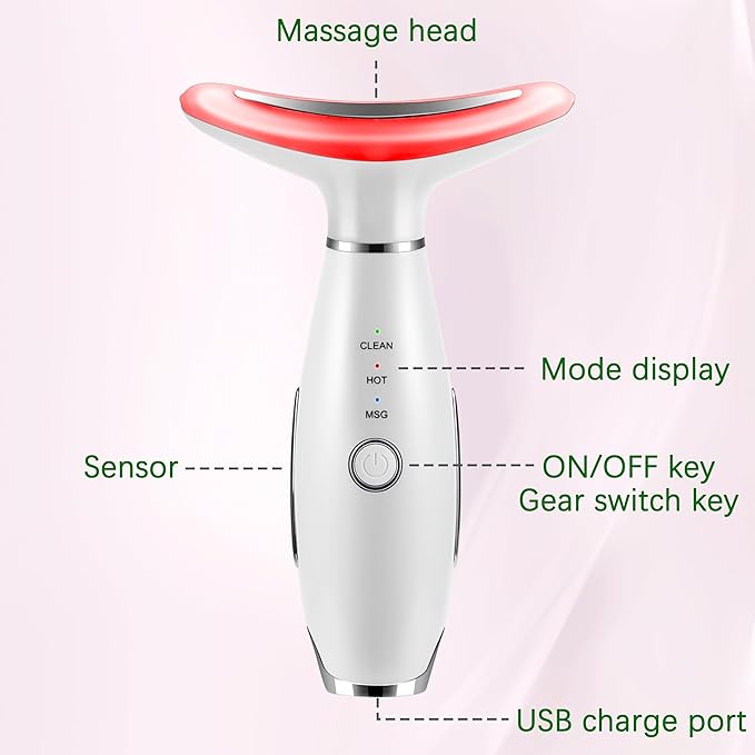 7-in-1 Red-Light-Therapy-for-Face and Neck, Face Neck Massager for Daily Skin Care Routine-Velvo Beauty