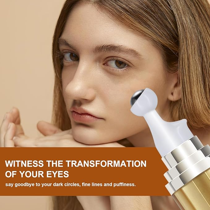5% Caffeine Eye Serum With Roller For Dark Circles & Puffiness Bags Under Eye Treatment- Caffeine Eye Cream with 360° Massage Ball Roller For Anti Aging Wrinkles Fine Lines - Under eyes treatment-Velvo Beauty