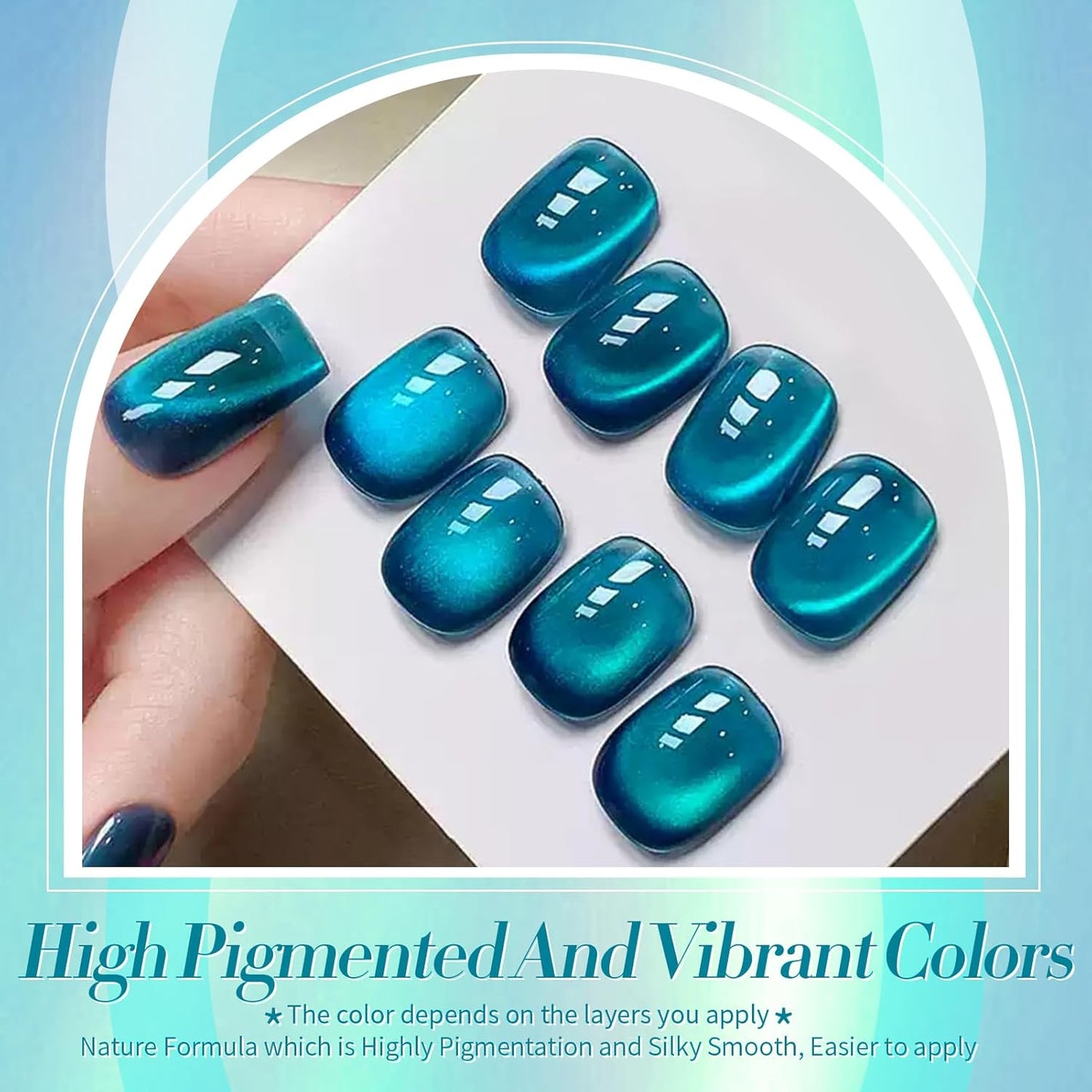 Born Pretty Cat Magnetic Gel Nail Polish, Sea Blue Crystal Cat, Holographic Magnetic Nail Art Manicure Salon DIY at Home 15ML-Velvo Beauty