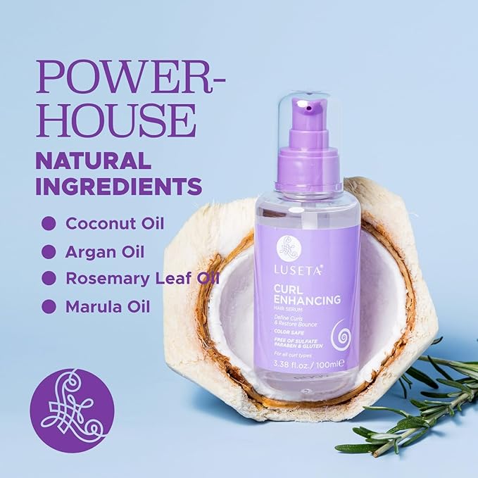 Luseta Curl Enhancing Hair Oil Define Curl & Restore Bounce Anti-frizzing and Smoothing for Curly Hair Type 3.38oz-Velvo Beauty