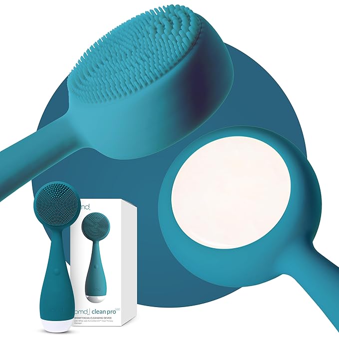 PMD Beauty Clean Pro Jade - Smart Facial Cleansing Device with Silicone Brush & Jade Gemstone ActiveWarmth Anti-Aging Massager - Waterproof - SonicGlow Vibration - Clear Pores & Blackheads-Velvo Beauty