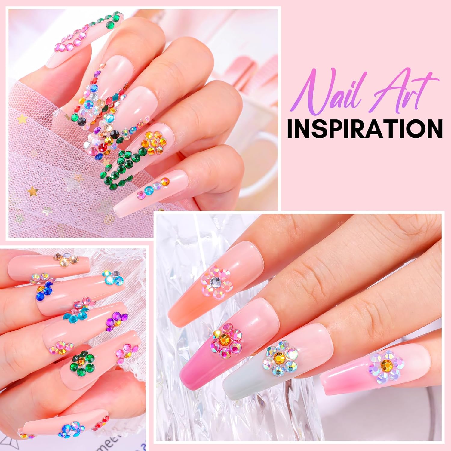 Makartt Nail Rhinestone Glue Kit: 15ml Strong Gems Adhesive Gel with 3360pcs 24 Colors Flatback Crystals Rhinestones for 3D Nails Art, Includes Tweezer, Home & Salon Manicure Kit-Velvo Beauty