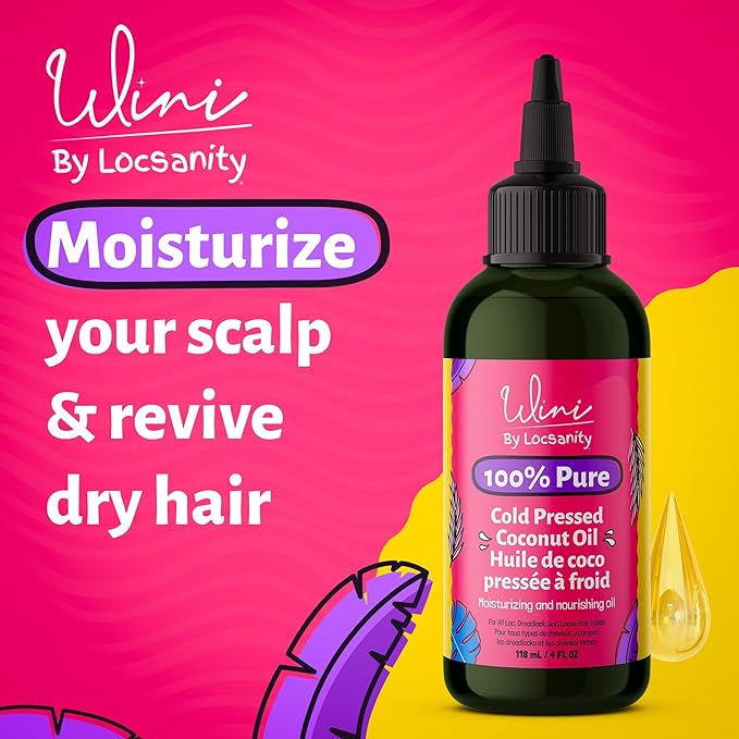 Locsanity Wini Pure 100% Cold Pressed Coconut Oil For Hair and Skin, 4 Fl Oz-Velvo Beauty