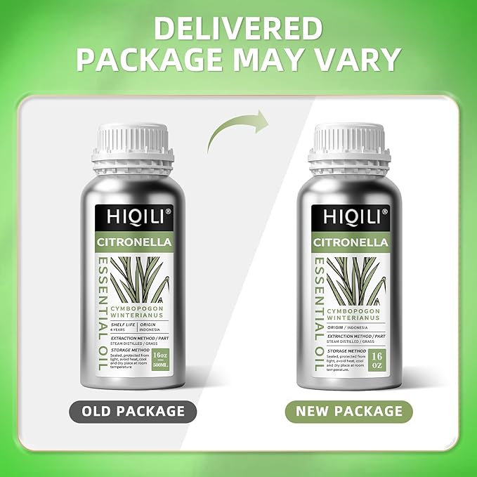 HIQILI 16 Fl Oz Citronella Oil for Homemade Sprays, Add to Diffuser, 100% Pure and Natural Undiluted-Velvo Beauty