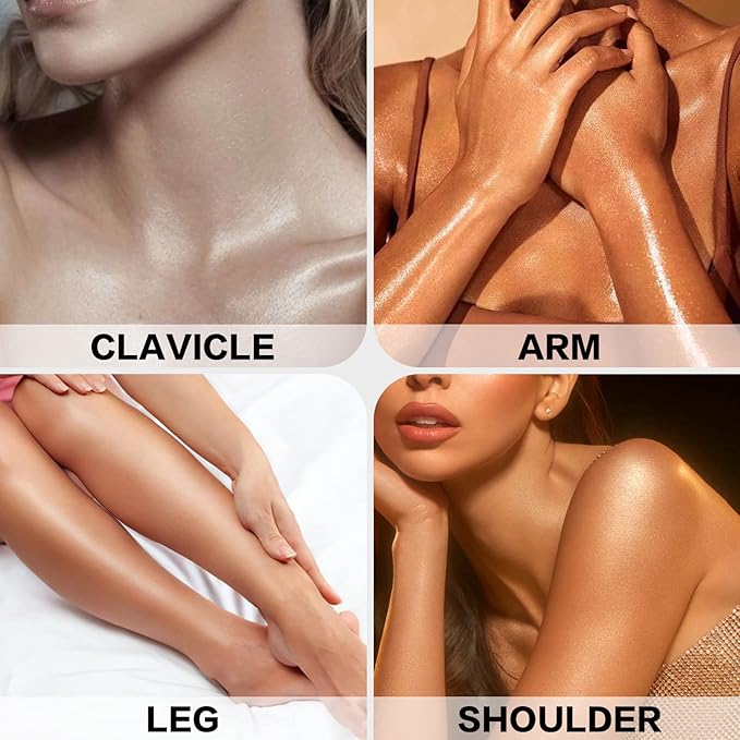 FOCALLURE Starfall Glowing Liquid Highlighter, Shimmering Body Oil, Non-Sticky Shimmer Liquid Luminizer, Non-Greasy, Face & Body Glitter Makeup for Costumes, Cosplay, Rave Festival, BRONZE CRAZE-Velvo Beauty