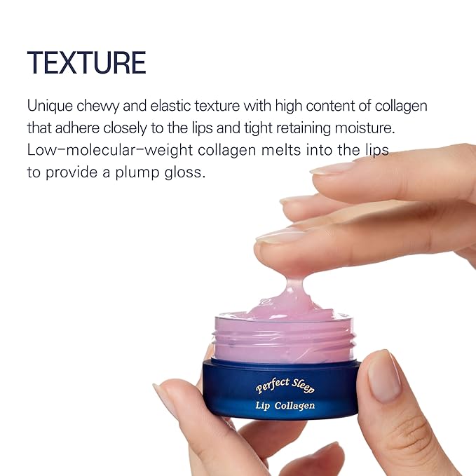 Perfect Sleep Lip Collagen 0.52fl.oz/15ml, Hydrolyzed Collagen+Rice Protein, Willow Bark Extract & Peptide to Nourish, Moisturize & Exfoliate the lips, Sleep-Beauty, Korean Overnight Lip Mask-Velvo Beauty