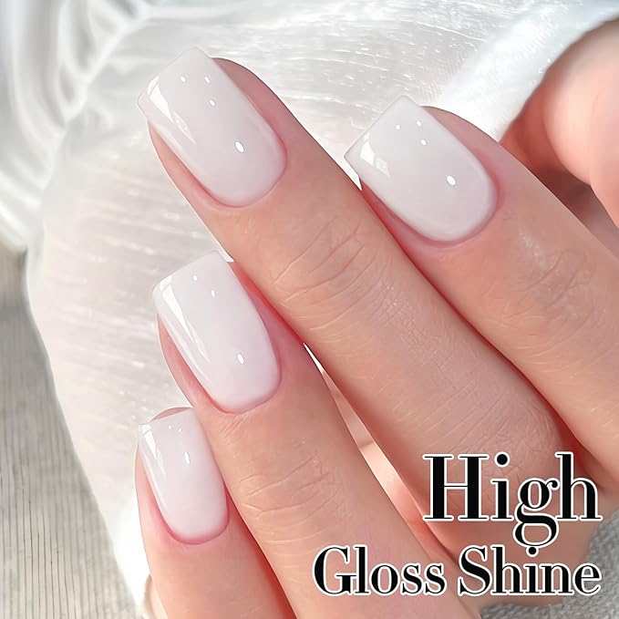 Double Rhythm Translucent Gel Polish Sheer Neutral Natural Light Milky Same Color Same Bottle 15ML Jelly Nail Polish Nail Art DIY at Home (Milky White-A1367)-Velvo Beauty