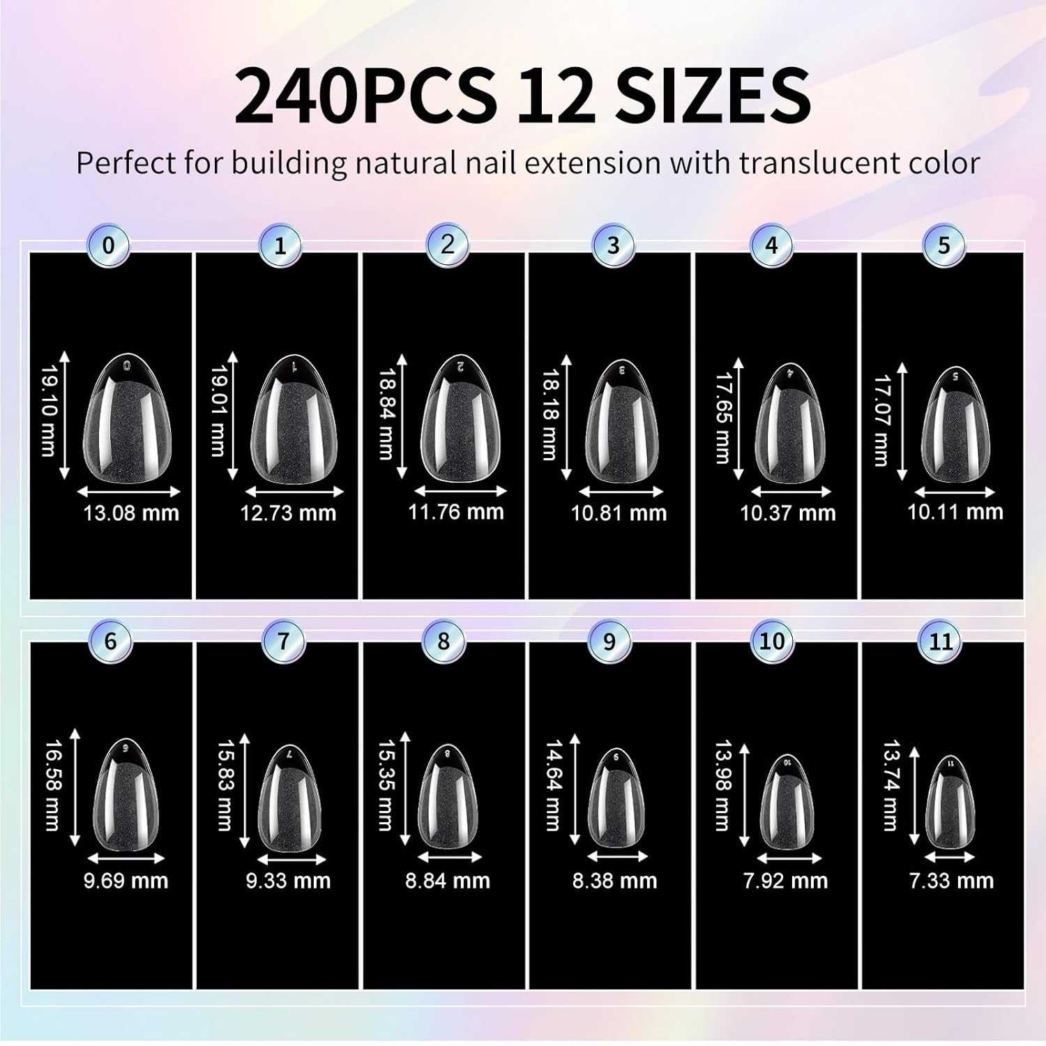 Almond Nail Tips Extra Short Soft Gel Nail Tips 240Pcs Short Almond Shaped Full Cover Nails Tips Half Matte Gelly Press on Fake Nails Tip for Acrylic Nail Tip Extension Home DIY & Salon Nails 12 Sizes-Velvo Beauty