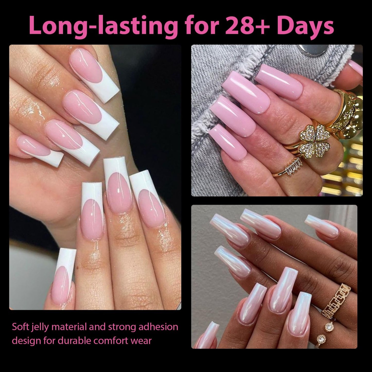 UNA GELLA Square Fake Nails, 504pcs Gel Nail Tips Clear Press on Nails Pre-shape for Full Cover Square Nails French False Nails For Nail Extension Nail Art Home DIY 12 Sizes False Gelly Tips-Velvo Beauty