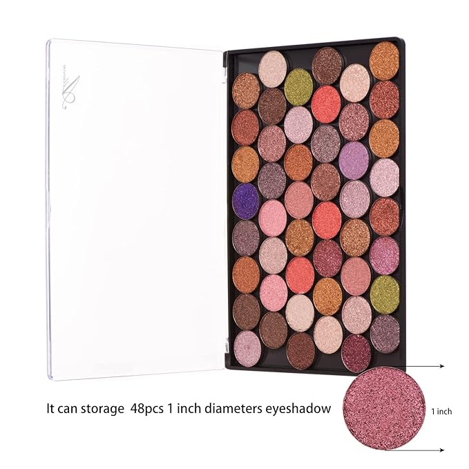 XL Large Empty Magnetic Transparent Plastic Eyeshadow Makeup Palette with 20Pcs Adhesive Empty Palette Metal Stickers for Eyeshadow Lipstick Blush Powder-Velvo Beauty
