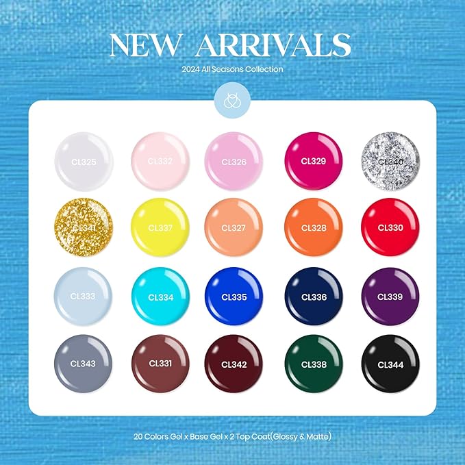 Beetles Fall Gel Nail Polish Set - 20 Pcs Neon Nail Gel Polish Set Soak Off Uv LED Gold Sliver Glitter Nail Polish Kit Blue Pink Black White Uv for Nail Art Salon Gift for Women-Velvo Beauty