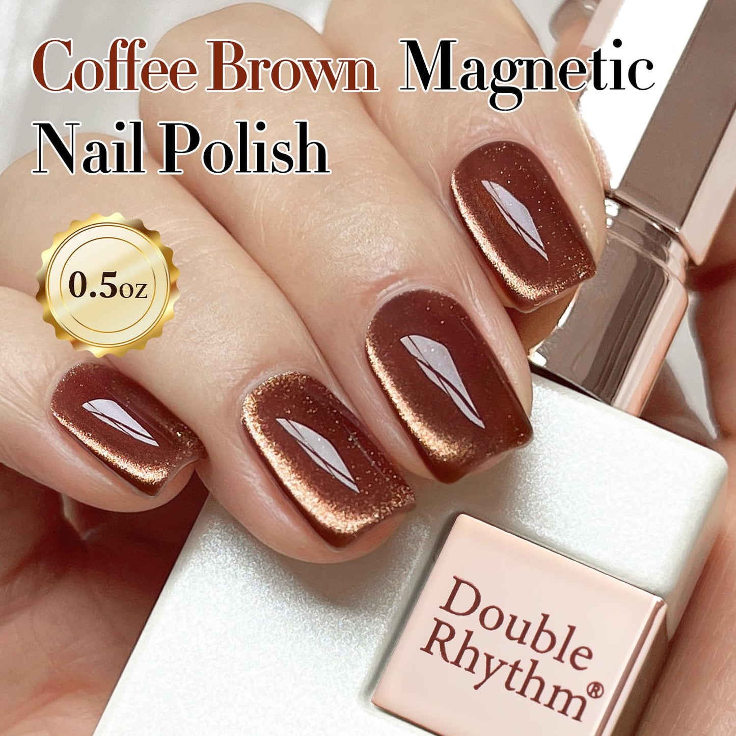 Double Rhythm 15ML Ice Glass Cat Eye Gel Polish with Magnet Holographic Glitter Shimmer Translucent Sheer Color Salon Soak Off Magnetic Nail at Home (Coffee Brown-MC1126)-Velvo Beauty