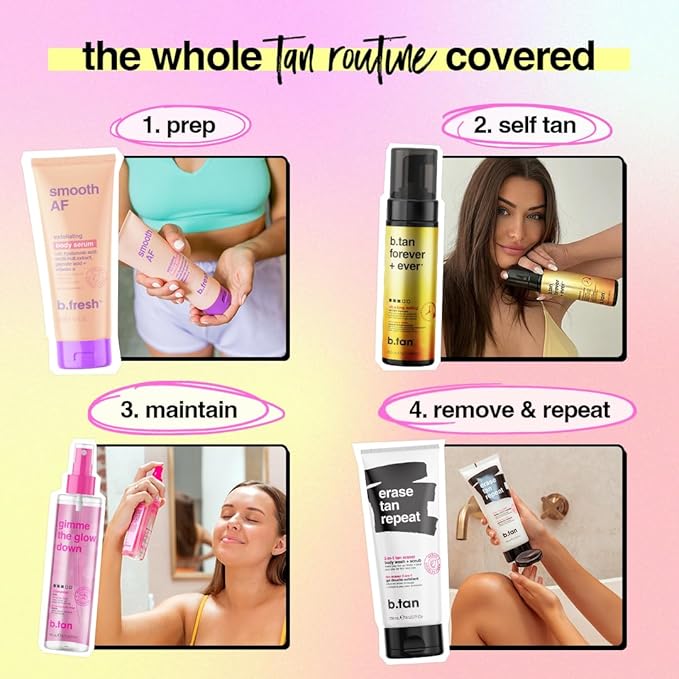 b.tan Ultra Long Lasting Self Tanner Mousse | Forever & Ever - Lasts Up to 11 Days, Fast, 1 Hour Express Sunless Tanning Foam, No Fake Tan Smell, Dark Bronze Glow, Vegan, Cruelty Free, 6.7 Fl Oz-Velvo Beauty