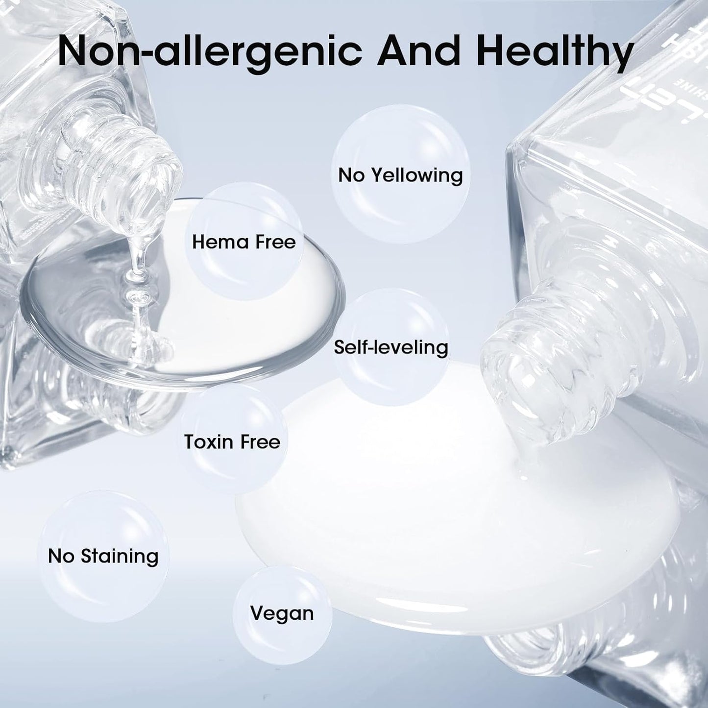 GELLEN Clear Nail Polish Base Top Coat, No Wipe High Gloss Shine Top Coat Quick Dry, Sheer Nail Base Coat Strengthener Strengthens Nails - Calcium Formula, Non UV Gel, Hema Free, Non-toxic, No Chip-Velvo Beauty