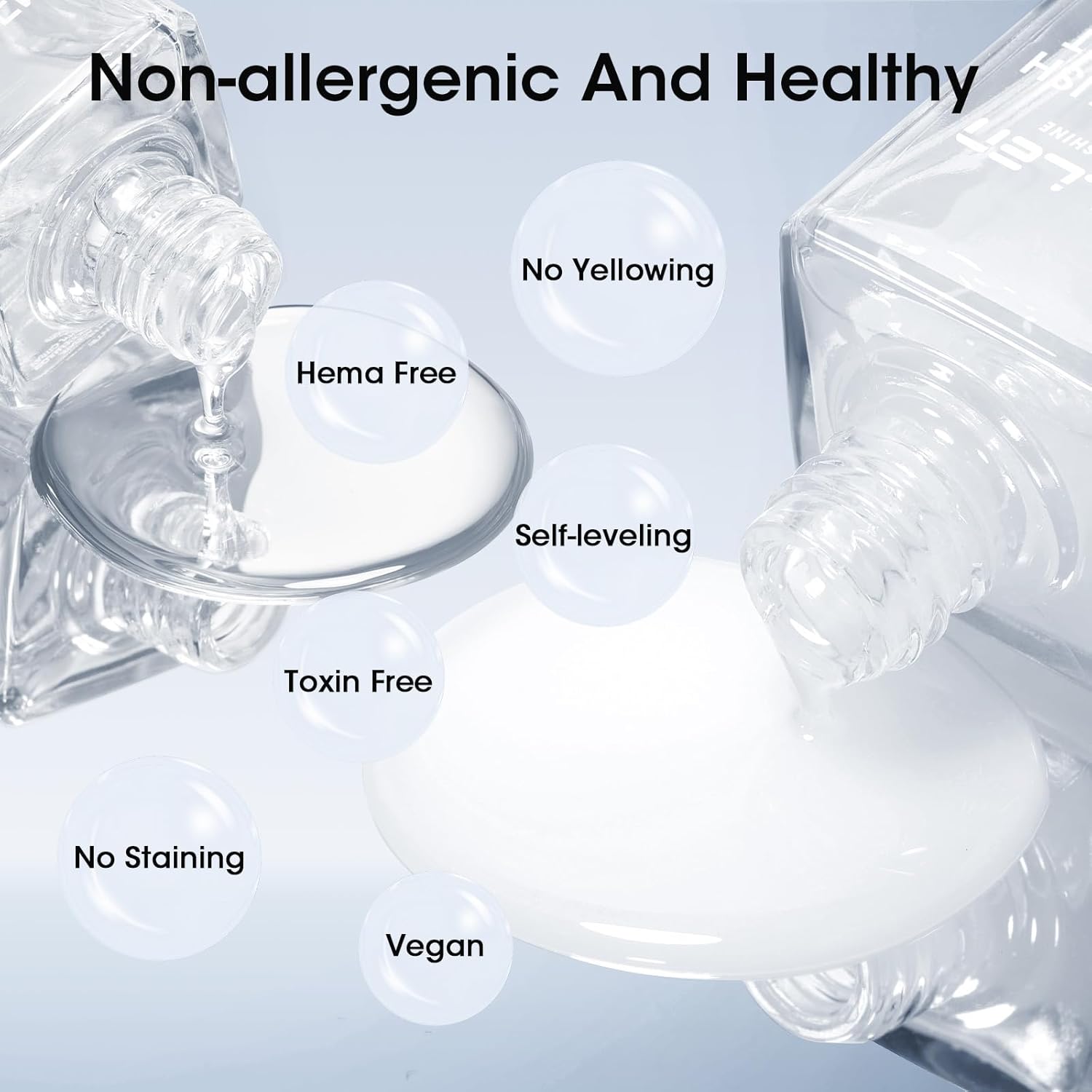 GELLEN Clear Nail Polish Base Top Coat, No Wipe High Gloss Shine Top Coat Quick Dry, Sheer Nail Base Coat Strengthener Strengthens Nails - Calcium Formula, Non UV Gel, Hema Free, Non-toxic, No Chip-Velvo Beauty