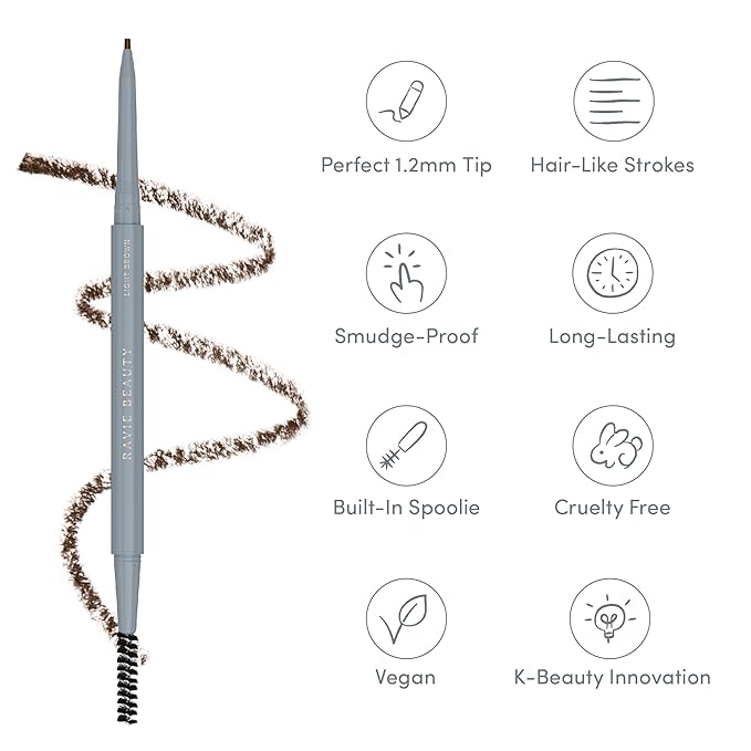 Easy Everyday™ Brow Pencil - Best Eyebrow Pencil for Women, Smudge Proof Hair-Like Strokes, 1.2mm Precision Tip with Spoolie, Vegan (Light Brown)-Velvo Beauty