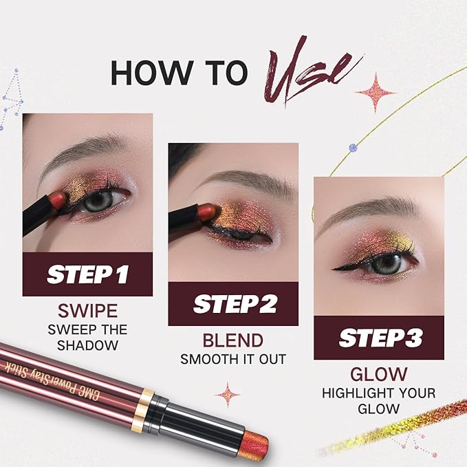 CHARMACY Duochrome Long Stay Eyeshadow Stick, Creamy Eye Shadow Stick, Multicolor-Shifting Glitter Eyeshadow, Waterproof & Smudge-Proof, High Pigmented, Built-in Smudger #04-Velvo Beauty