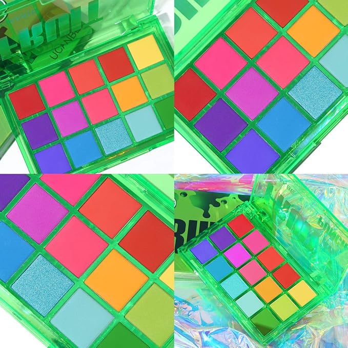 UCANBE Bright Colorful Neon Rainbow Makeup Eyeshadow Palette 15 Shades Green Purple Yellow Make Up Pallets Kit Vibrant Shimmer Matte Pigmented Blendable - Fruit Punch-Velvo Beauty