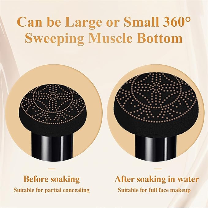 Mushroom Head Air Cushion CC Cream - BB Cream Face Makeup Foundation for Mature Skin Moisturizing Concealer Brighten Long-Lasting, Even Skin Tone for All Skin Types (Nude)-Velvo Beauty