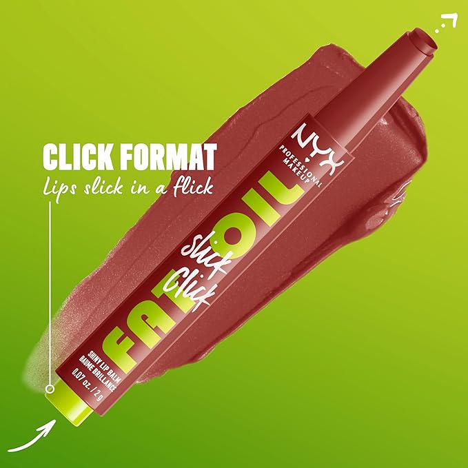 NYX PROFESSIONAL MAKEUP Fat Oil Slick Click, Lightweight, Buildable, Pigmented Vegan Lip Balm - Going Viral-Velvo Beauty