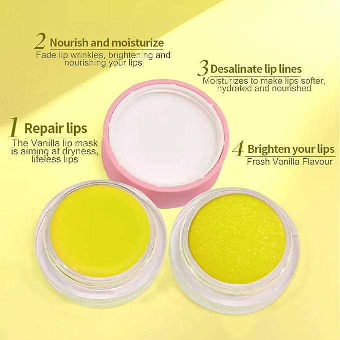 kukubird Lip Mask Overnight Hydrating Lip Balm Mask Exfoliating Lip Scrub Lip Care Treatment For Chapped and Cracked Lips-Vanilla-Velvo Beauty