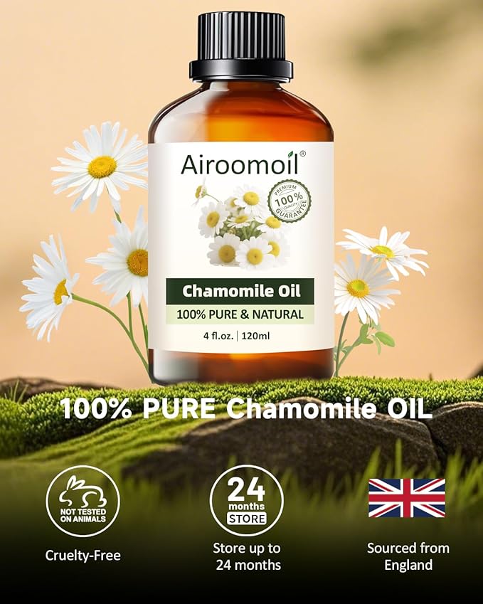 Pure Chamomile Essential Oil, 100% Pure Natural Chamomile Essential Oil, Premium Grade Essential Oils for Diffusers for Home, Skin, Care Massage, Soap Making, Aromatherapy, 4 Fl Oz | 120ml-Velvo Beauty