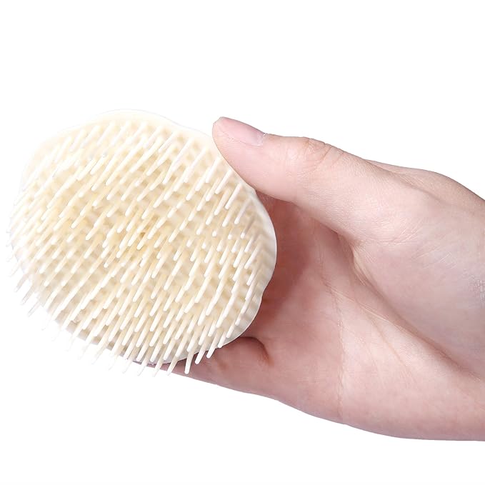Hair Scalp Brush Dandruff Cleaning Brush Shower Scalp Shampoo Brush Scalp Massager Pack of 4 (White and Green)-Velvo Beauty