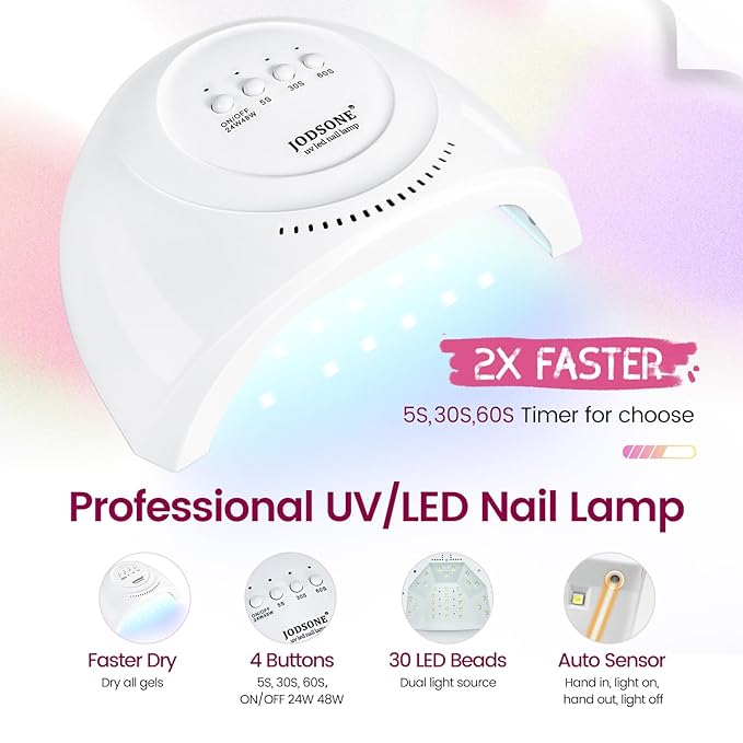 JODSONE Builder Gel Nail Kit with U V Light Base Top Coat 21 Colors High Shine Builder Gel and 100 PCS Extension Stickers-Velvo Beauty