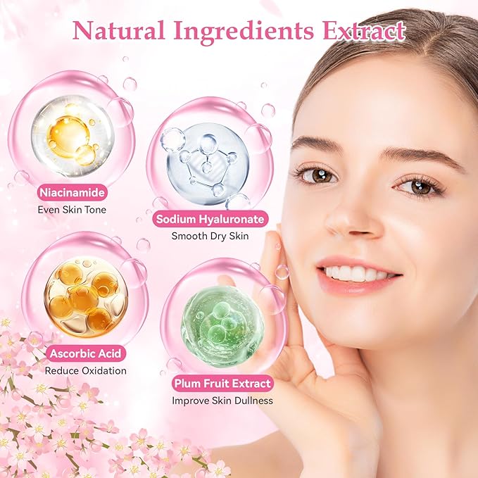 Skin Care Set, Cherry Blossom Skin Care Sets & Kits, Skin Care for Teenage Girls Gift Set with Cleanser, Toner, Serum, Eye Cream, Facial Cream, Facial Skin Care Sets & Kits for Teenage Girls Women-Velvo Beauty