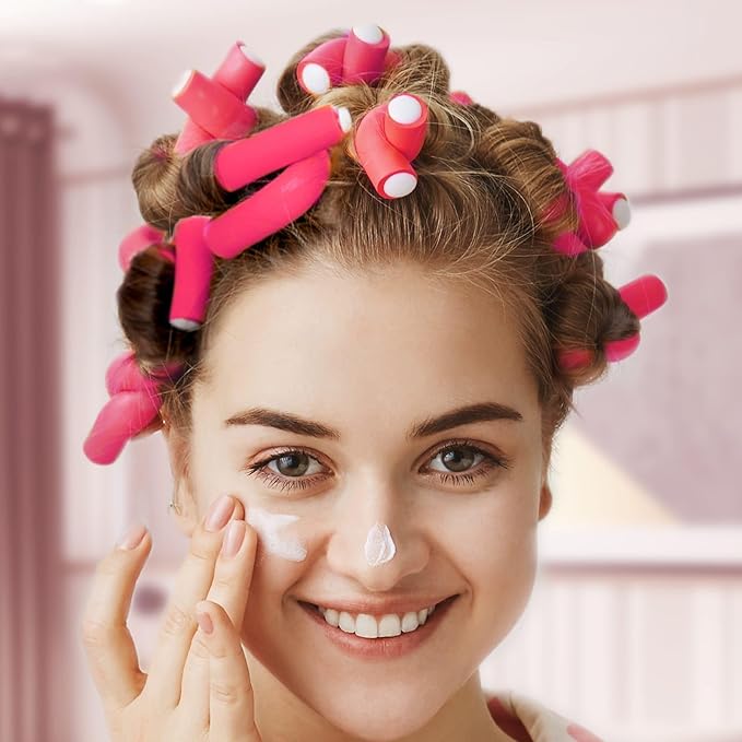 Selizo 30Pcs 9.45"x0.55" Flexible Hair Rollers, Foam Curlers for Short, Medium and Long Hair, No Heat Curlers, Hair Rods - Pink(Diameter 0.55')-Velvo Beauty