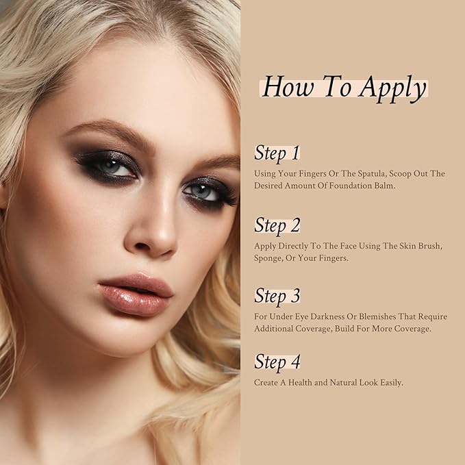 Foundation Balm, Matte Full Coverage Cream Foundation, Mature Skin Foundation, Creamy, Waterproof, Lightweight Face Makeup, 0.99 oz (CREAMY NATURAL)-Velvo Beauty