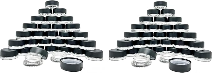 9ml Glass Concentrate Jars (Child Resistant) - Medicine Lip Balm Makeup (60), Clear-Velvo Beauty