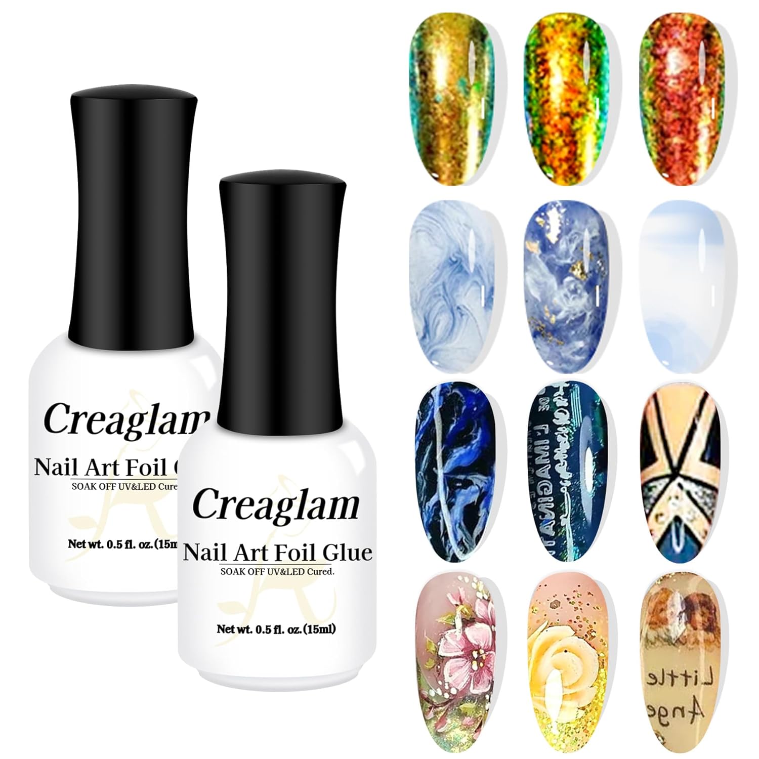 Nail Foil Glue Gel: 2Pcs Nail Art Foil for Foil Stickers Transfer Gel - 15ML Transfer Art Manicure DIY Enthusiasts Required LED Lamp Soak Off-Velvo Beauty