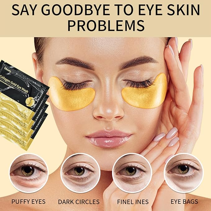 Under Eye Patches for Puffy Eyes (30 Pairs),Golden Under Eye Mask for Dark Circles and Puffiness,Gel Crystal Collagen Skin Care Products Eye Patches Effectively Moisturizing Nourishes,Travel Eye Mask-Velvo Beauty