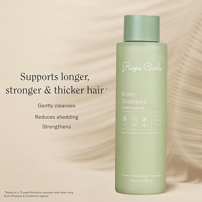 Rizos Curls Biotin Shampoo Gently Cleanse, Strengthen & Nourish Hair with Biotin & Rosemary Oil Reduces Shedding for Fuller, Healthier Hair For all Hair Types Sulfate & Paraben Free-Velvo Beauty