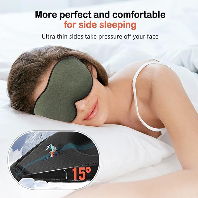 LitBear Sleep Mask for Men Side Sleeper, Sleeping Mask for Women Light Blocking, 3D Contoured Cup Eye Mask Sleeping, Soft Lightweight Sleep Eye Mask with Adjustable Elastic Strap for Traveling-Velvo Beauty