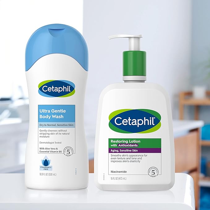 Cetaphil Restoring Body Lotion with Antioxidants for Aging Skin, Great for Neck and Chest Areas, Fragrance and Paraben Free, Suitable for Sensitive Skin 16 oz. Bottle-Velvo Beauty