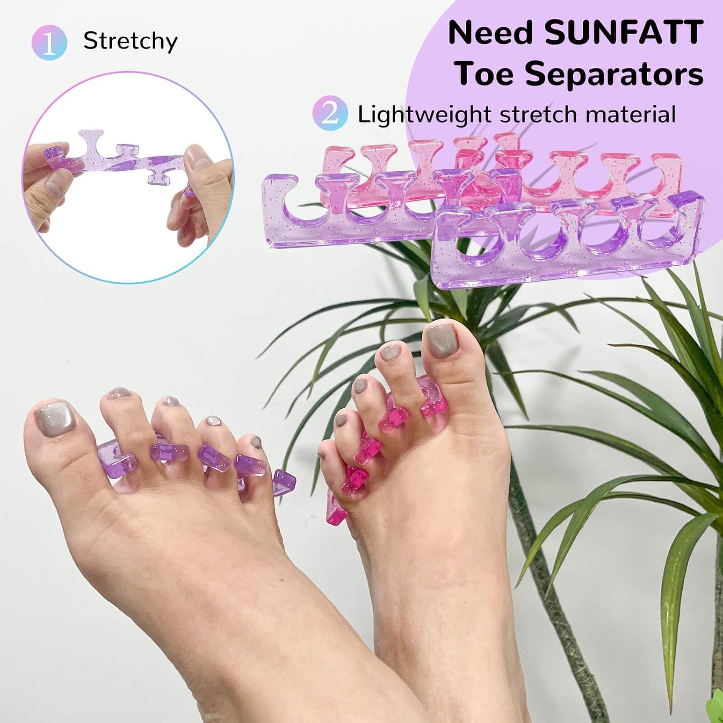 SUNFATT Toe Separators,Toe Spacers for Women,Toe Separators Use for Separation of Toenails or Nails as Well as Polishing of Nail Polish.(Thin)-Velvo Beauty