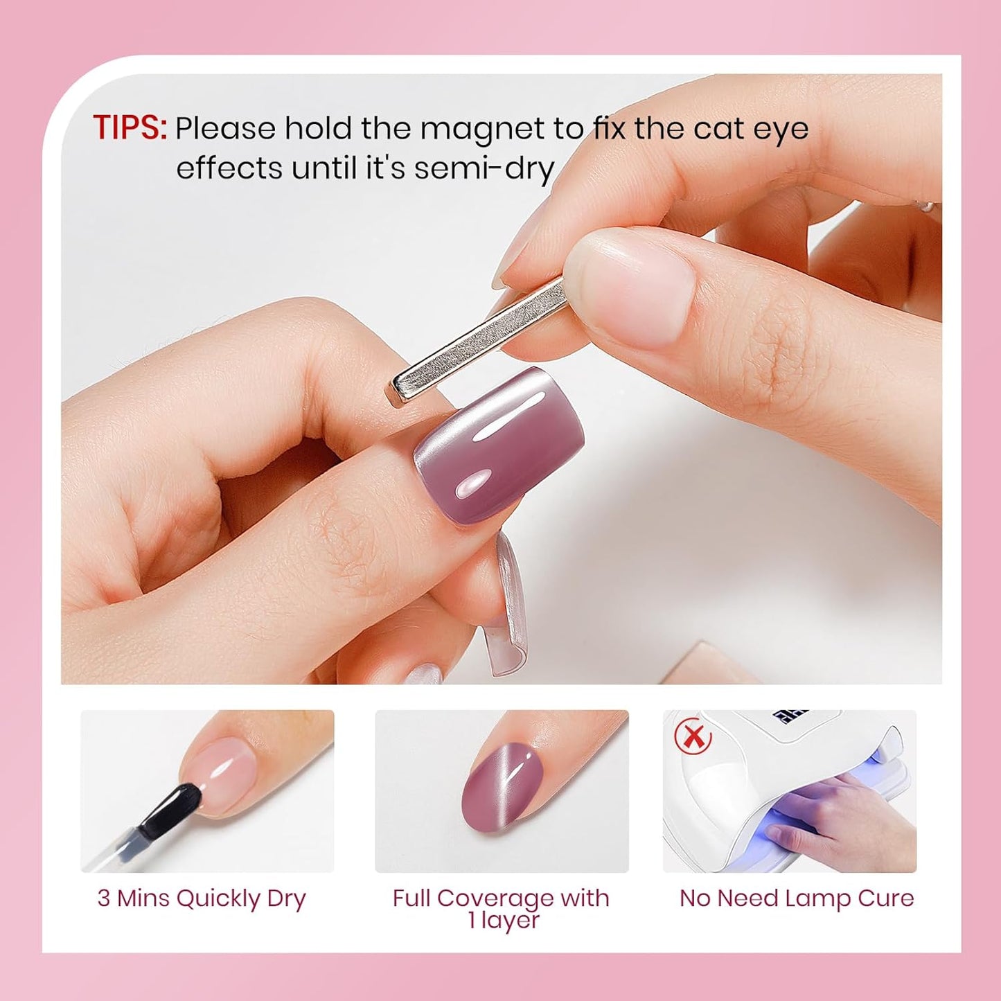 Quick Dry Cat Eye Nail Polish Non Gel Fast Air Dry Glitter Magntic Nail Polish Cats Eye Toe Fingernail Air Drying Fast Lacquer Manicure Gift For Women Girls 16ml, 0.54fl oz-Velvo Beauty