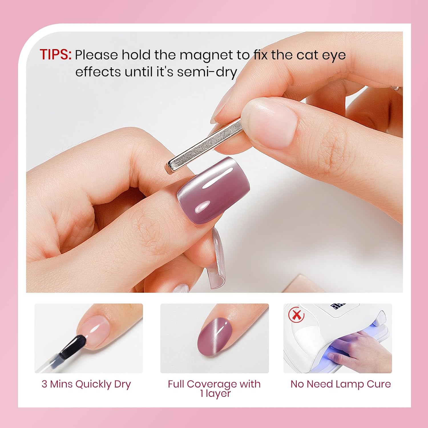 Quick Dry Cat Eye Nail Polish Non Gel Fast Air Dry Glitter Magntic Nail Polish Cats Eye Toe Fingernail Air Drying Fast Lacquer Manicure Gift For Women Girls 16ml, 0.54fl oz-Velvo Beauty