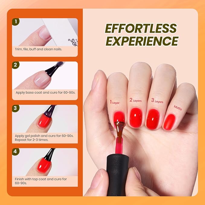 Beetles Jelly Gel Nail Polish Set - 6 Colors Yellow Orange Burgundy Red Purple Green Fall Gel Polish Kit Sheer Translucent Effect Soak off UV Nail Art Autumn Prism Series Manicure Gift for Women-Velvo Beauty