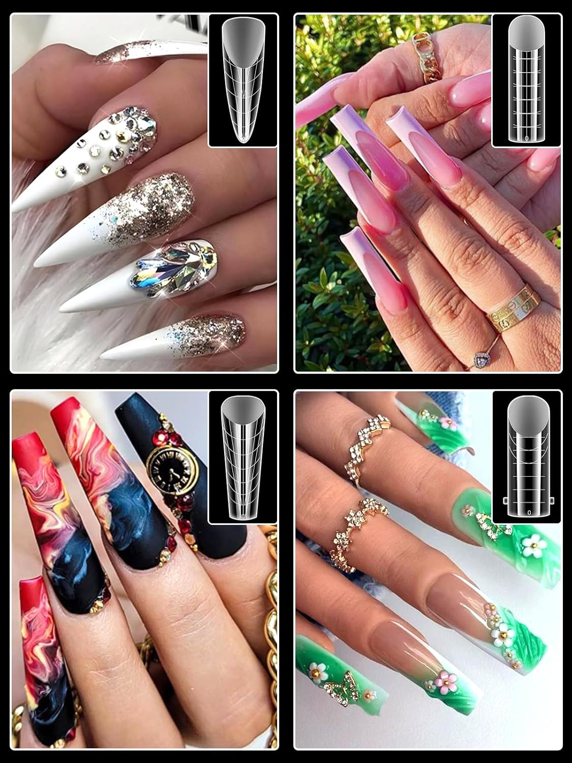 EBANKU Dual Forms for Poly Nail Gel 288PCS Dual Nail Forms Molds Stiletto Coffin Ballerina Acrylic Nail Tips 12 Shapes for Builder Gel Manicure Nail Art Design Salon DIY at Home-Velvo Beauty