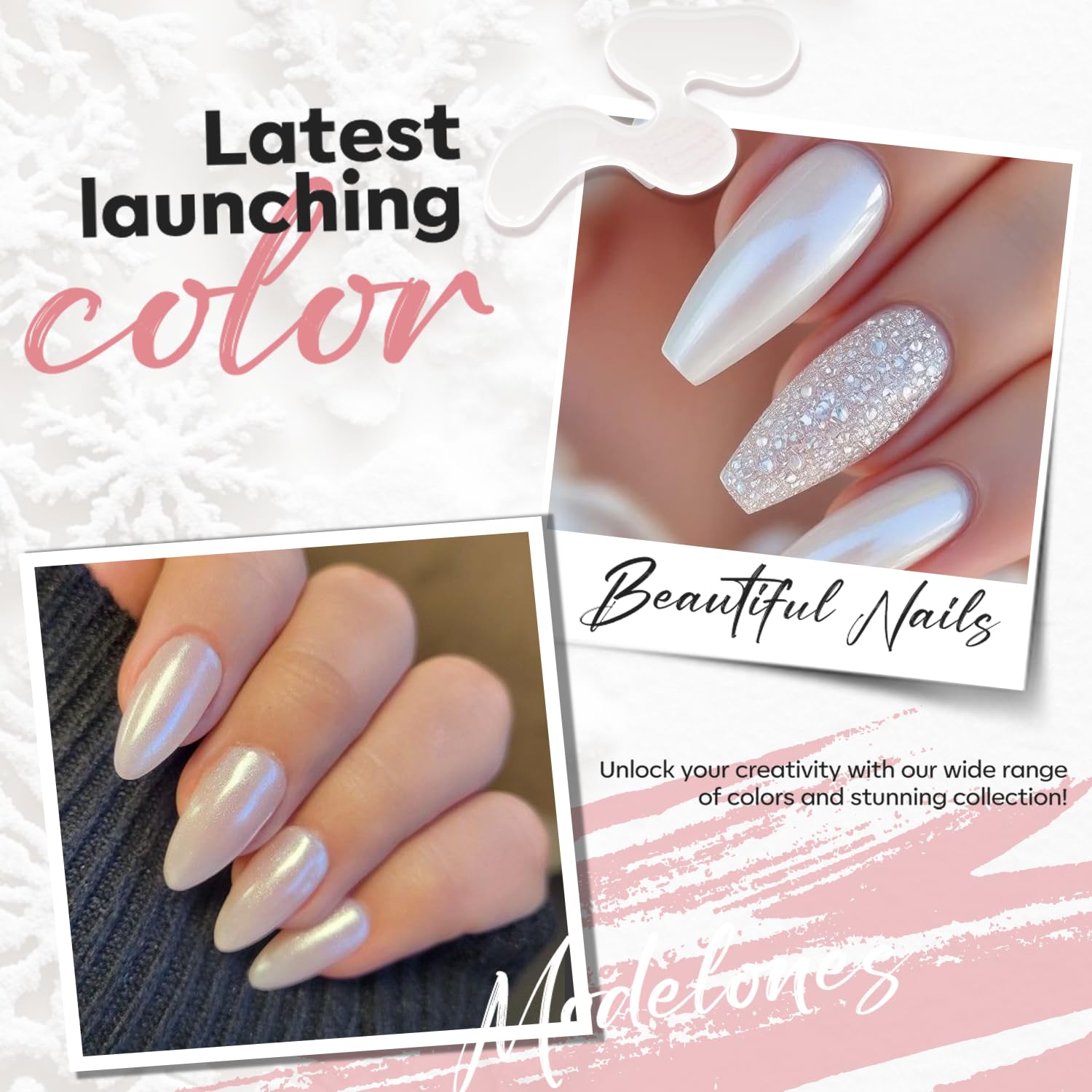 modelones Pearl White Nail Polish, Shimmer Glitter White 15 ml Quick Dry Nail Lacquer Strengthener Long Last Shine Fingernail Toe Nail Art DIY Home Travel Manicure Gift for Women Girls 0.5 Fl Oz-Velvo Beauty