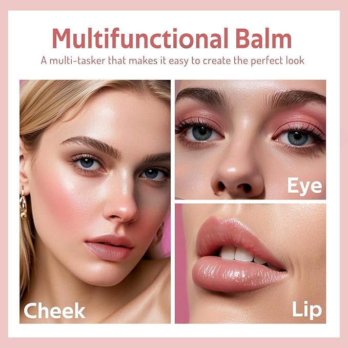 Multi Cream Blush & Blush Brush Set, Korean Makeup Blush for Cheeks, Multi-Use Face Balm, Lightweight & Hydrating, Blendable Color, Non-Greasy, Soft Bristles for Radiant Finish (Nude Gardenia)-Velvo Beauty