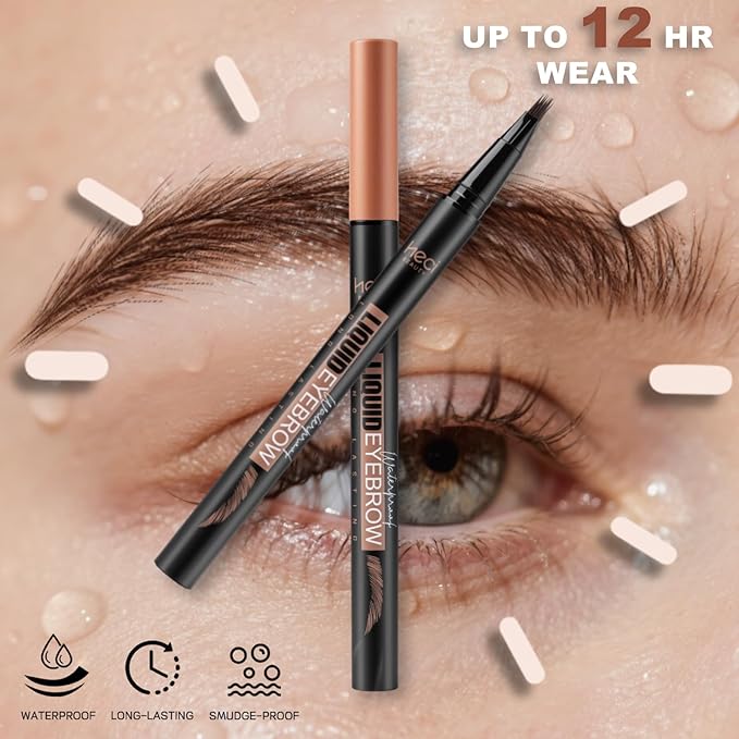 Eyebrow Pen,Angled Brow Brush,Eyebrow Pencils for Women,Natural Brow Pen,Hair-Like Strokes, 24hrs Long-Lasting,Waterproof, Smudge-Proof, Easy to Use,Multiple Uses,Gifts for Her, Dark Brown-Velvo Beauty