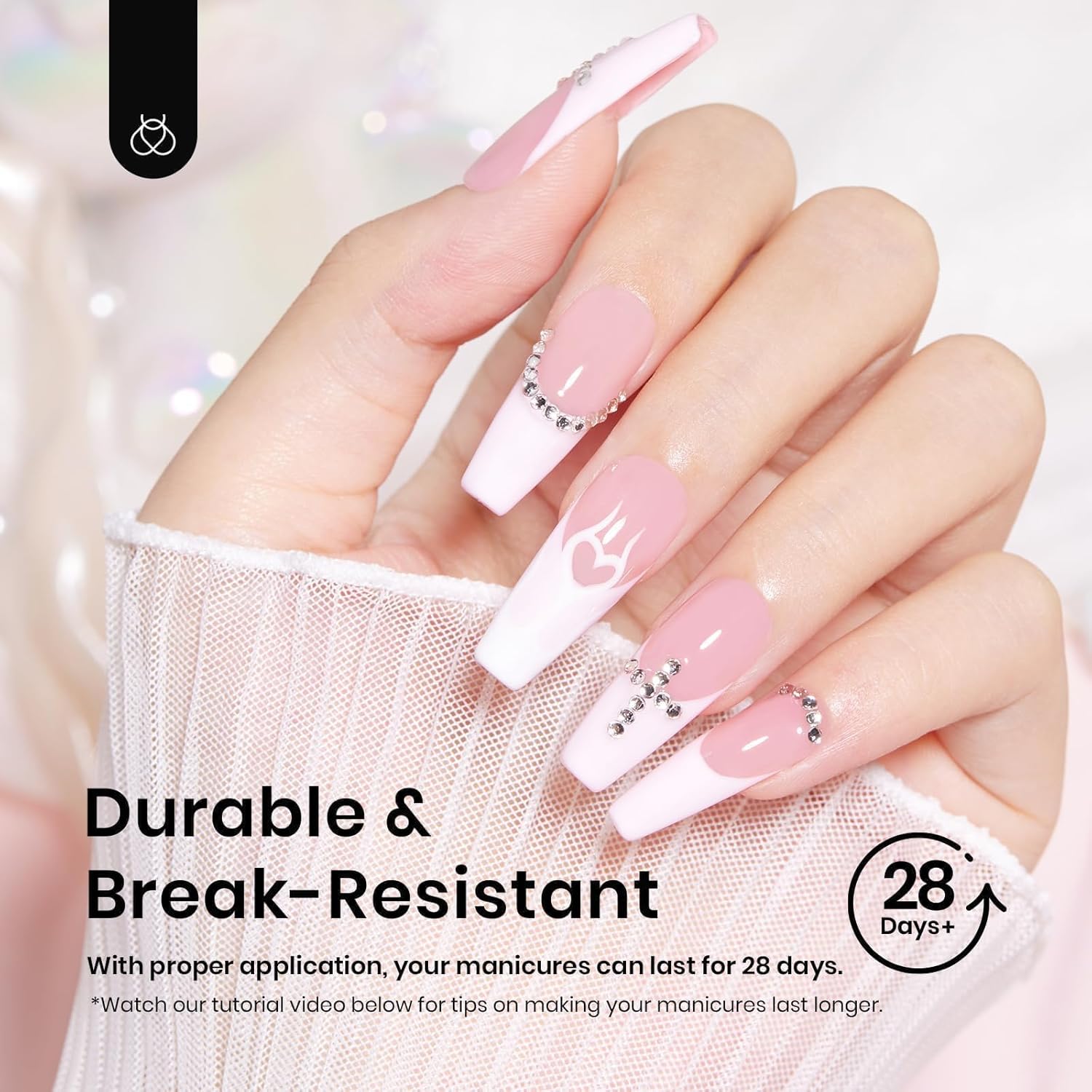 Beetles Coffin Long Gel Nail Tips –Pre-Etched Half Matte Full Cover, 288 Pieces, Pre-Shaped in 12 Sizes for Press-On Extensions-Velvo Beauty